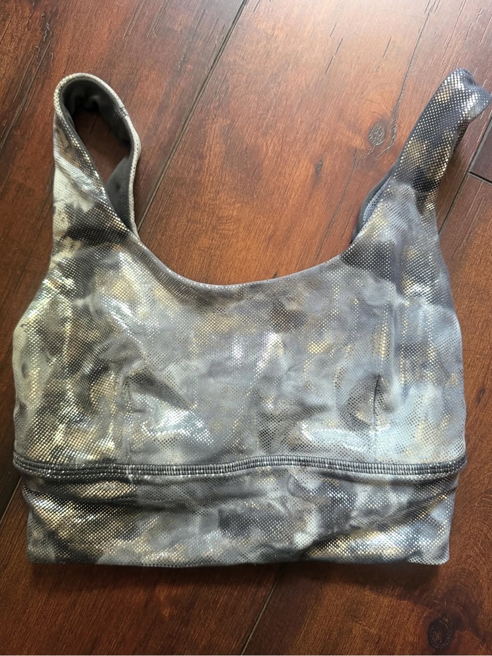 lululemon athletica Silver and Gray Metallic Sports Bra/Dance top